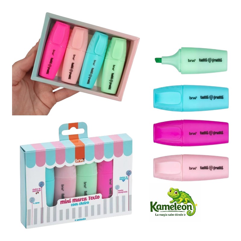Set de resaltadores brw pastel con aroma x4