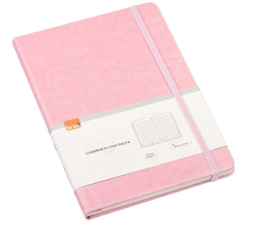 Cuaderno brw a5 rosa pastel rayas 