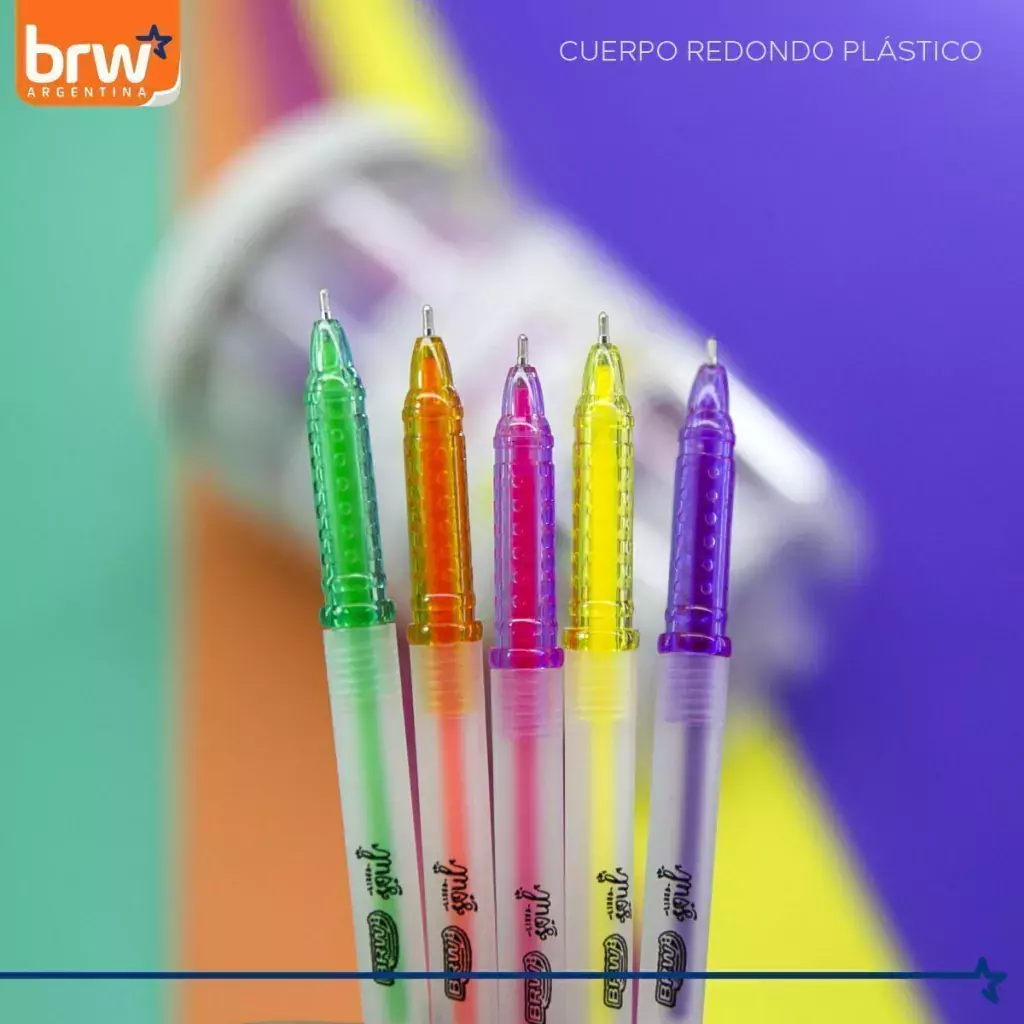 Boligrafo brw gel fluo x 5 + notas autohadesivas negras