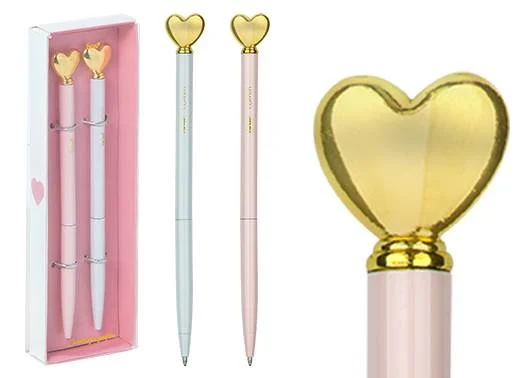 Boligrafos metalico corazon en caja de regalo 
