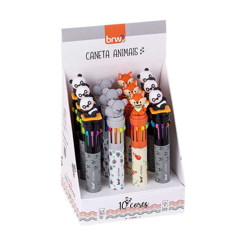 Lapicera brw x 10 colores animalitos 