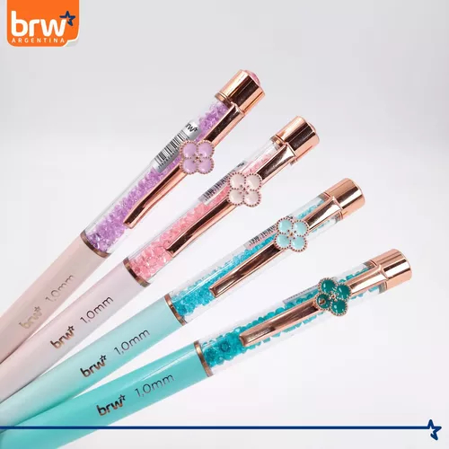 Lapicera brw metallic flowers 