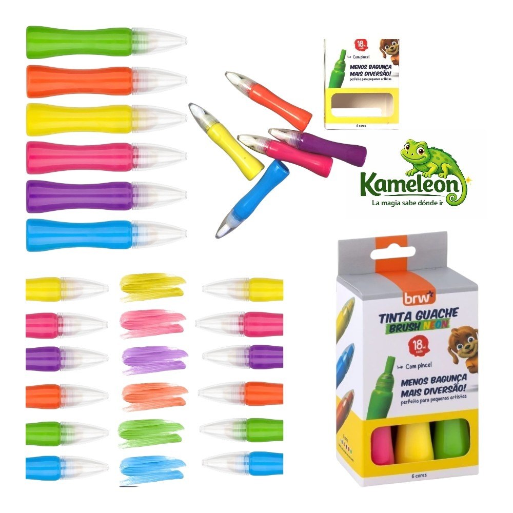 Tempera brw en tubo con pincel neon
