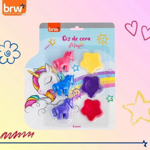 Crayones brw de cera magic blister x 6 colores 