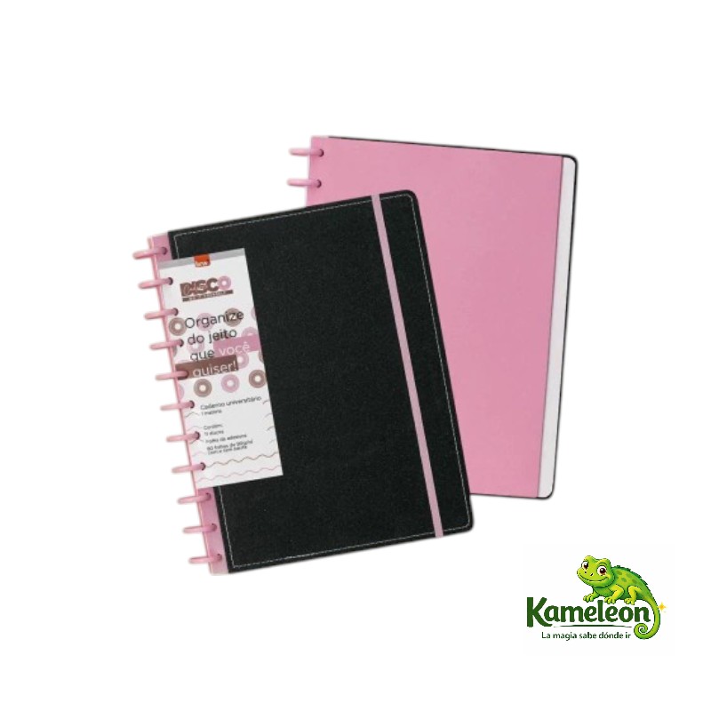 Cuaderno brw universitario de disco glitter negro 28 x 21,5 80h.