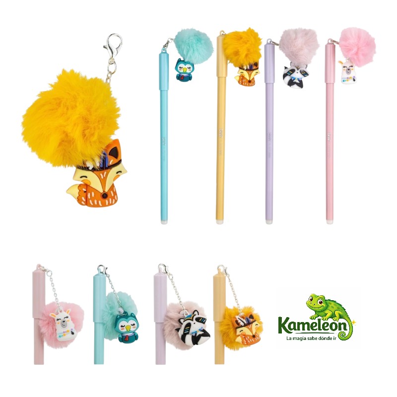 Lapicera brw borrable pompom animales