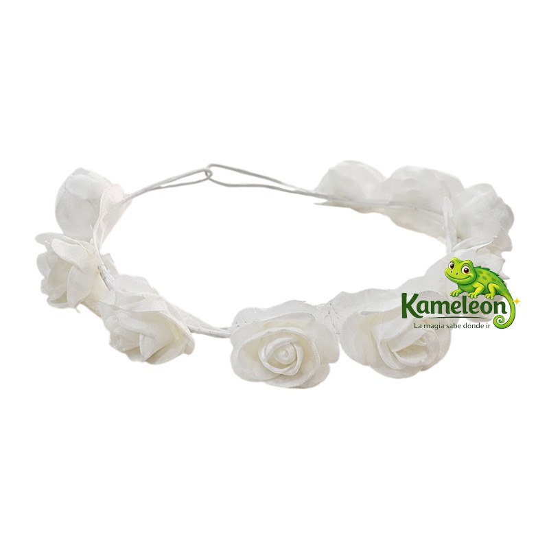 Tiara con flores blancas x 12 up 17