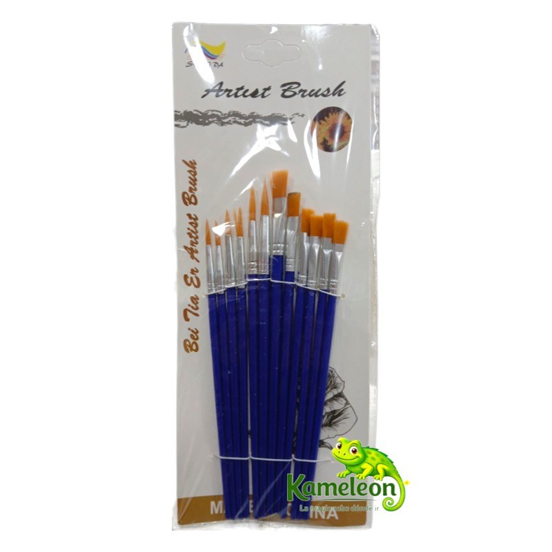 SET PINCELES ( 6 CHATOS Y 6 REDONDOS) UNIDADES SURTIDOS ARTIST BRUSH