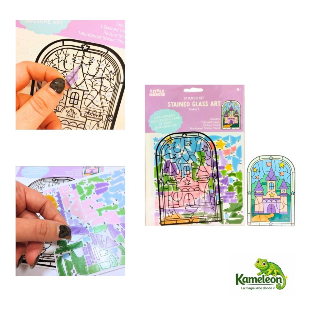 KIT COLOURS VITRAL CON STIKERS CASTILLO