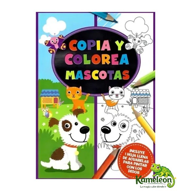 Copia y colorea: Mascotas