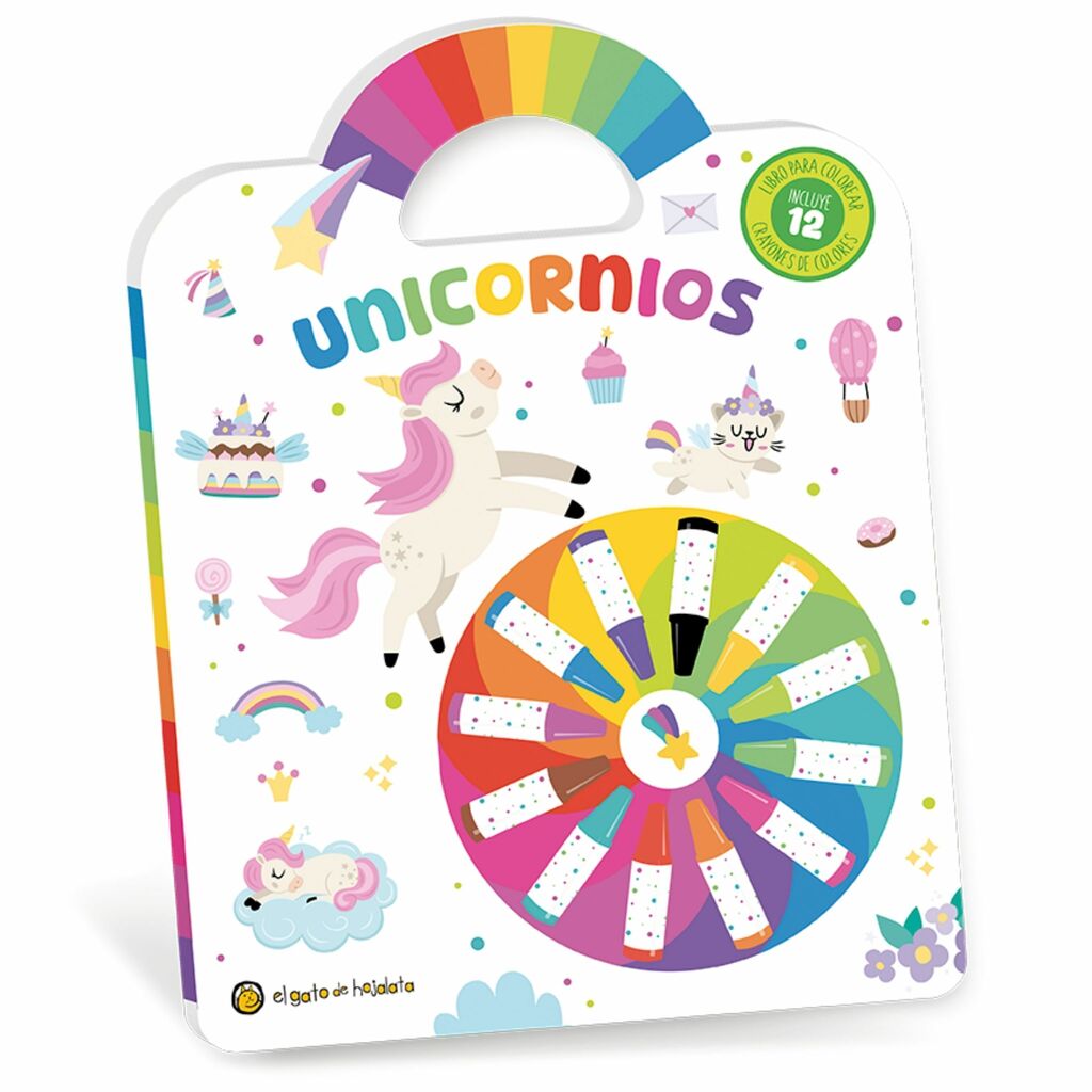 Libro para colorear molinete colorido unicornios