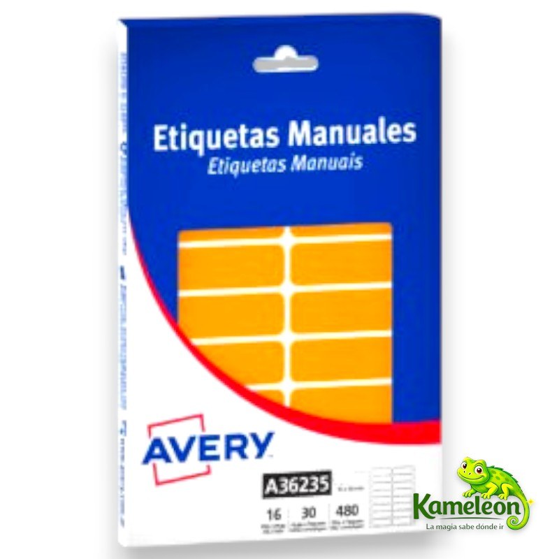 Etiqueta avery 36235 naranja fluo x unidad